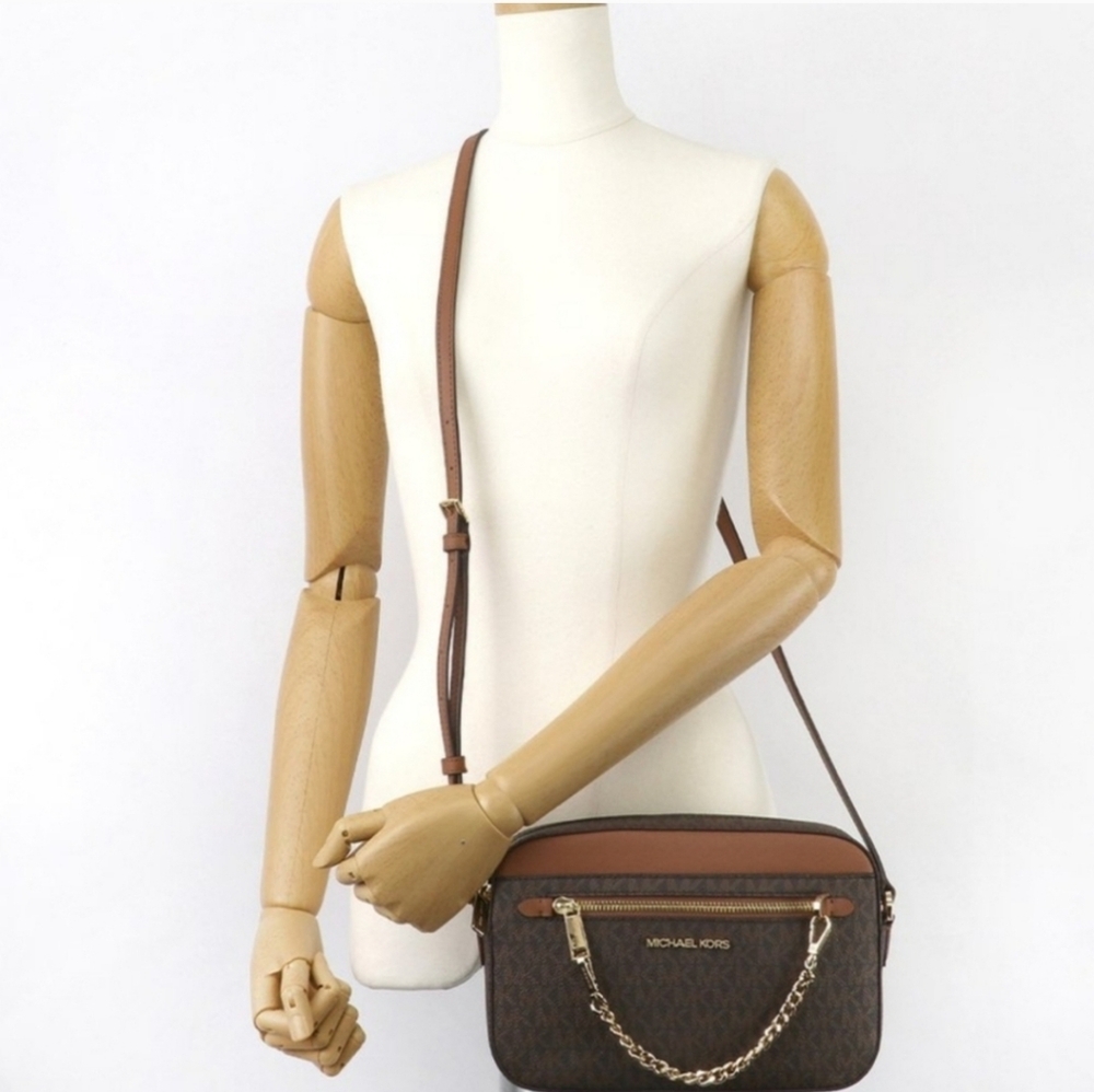 Michael Kors Jet Set Logo Large Brown Crossbody - Picture 9 of 10